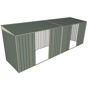 Build-a-Shed 1.5 x 6 x 2m Dual Sliding Side Door Skillion Shed - Green