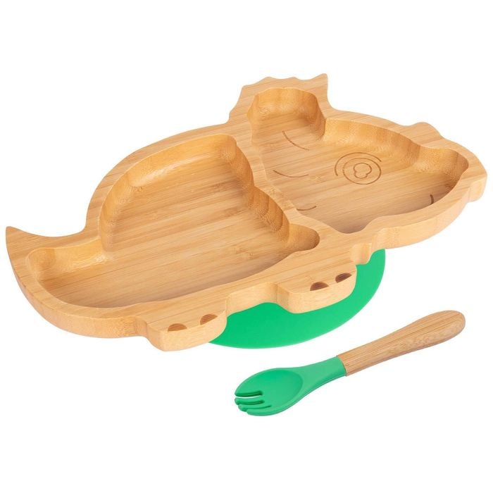 Bamboo Dinosaur Baby Weaning Plate & Fork Set