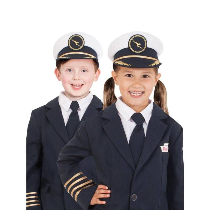 Qantas Pilot's Hat for Kids, Official Airline Captain Halloween Costume Accessory, CHILD