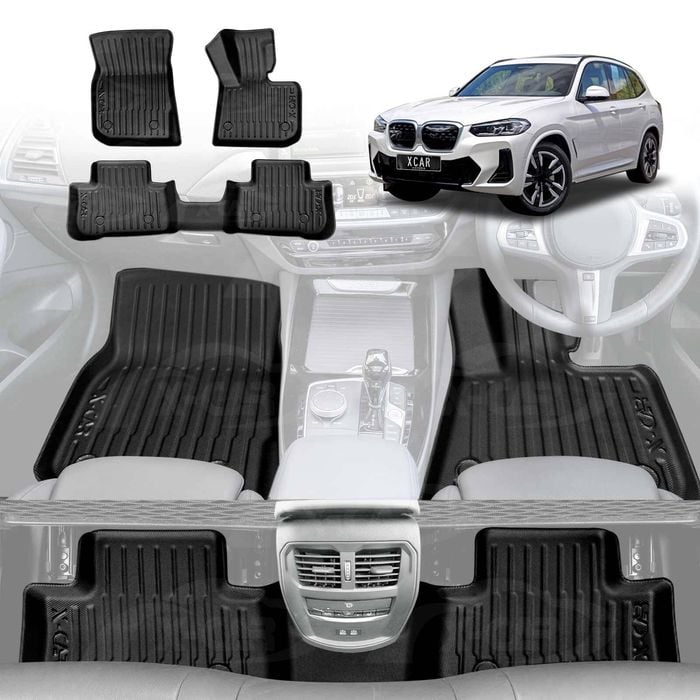 3D All-Weather Floor Mats for BMW iX3 2023-2025 Heavy Duty Customized Liners Full Set Carpet