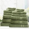 14pc Renee Taylor Stella Hand/Bath Towel/Mat Set Soft Bamboo Cotton 650GSM Jade