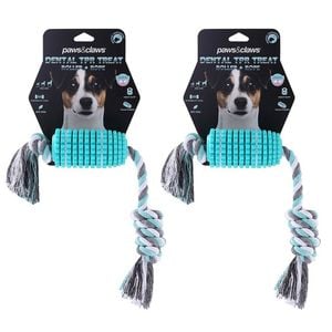 2PK Paws And Claws 41x6cm Rubber/Rope Corn Cob Dental DogToy