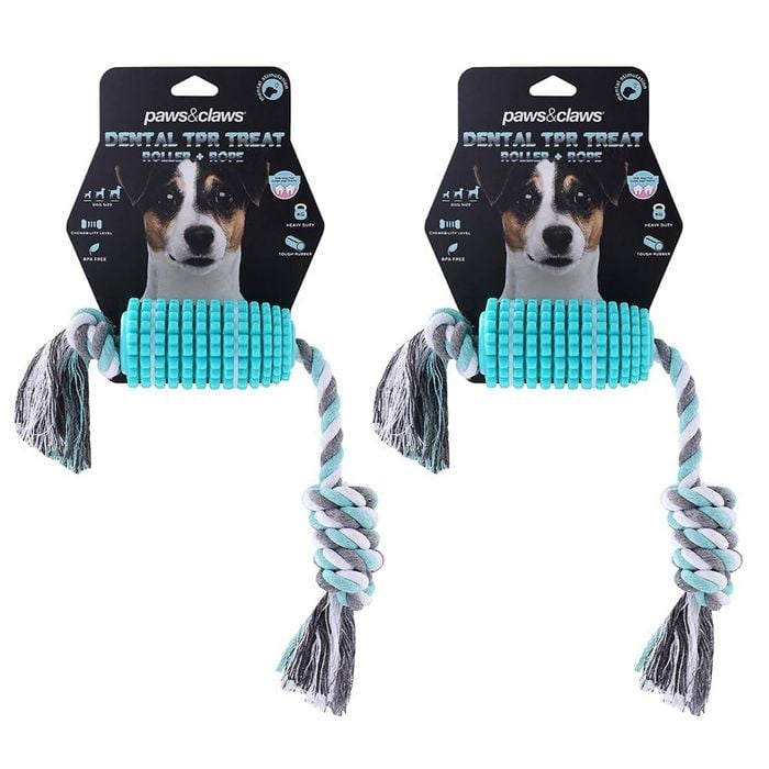 2PK Paws And Claws 41x6cm Rubber/Rope Corn Cob Dental DogToy