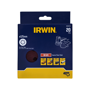 IRWIN 125mm 80 Grit Quick Fit Random Orbital Sanding Discs 8 Holes - 20 Pack