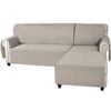 Smarcute 3 Seater and 1 Chaise Lounge L-shaped Reversible Slipcover - Khaki
