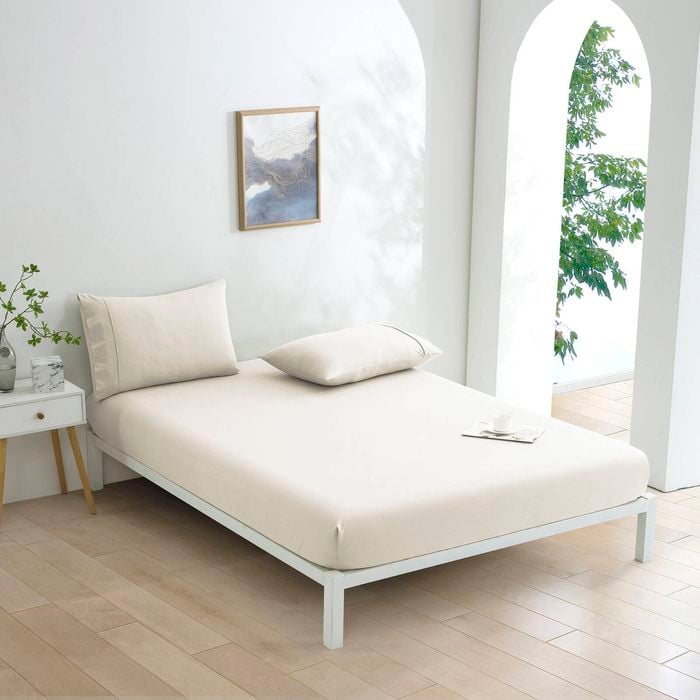 Dreamaker Micro Flannel Combo Fitted Sheet Set Cream Single