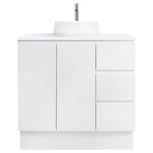 CIBO 900mm White Nordic Full Height Bathroom Vanity With White Matte Pod Basin