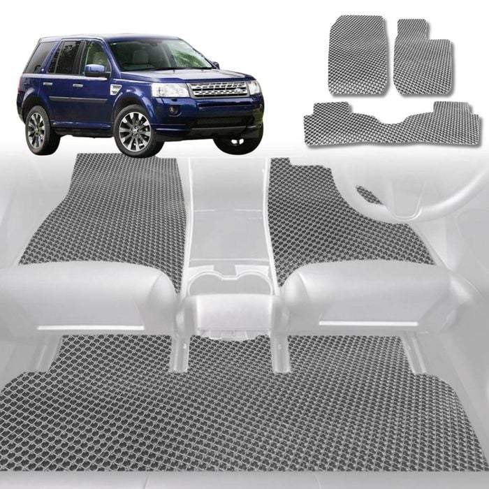 6D Diamond Car Floor Mats for Land Rover Freelander (Series 2)2007-2014-Full Set-Grey-Outback GT