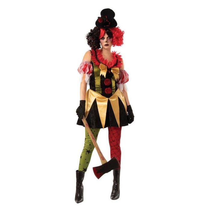 Evil Clown Lady Adult Halloween Costume with Hat Halloween Book Week, Large