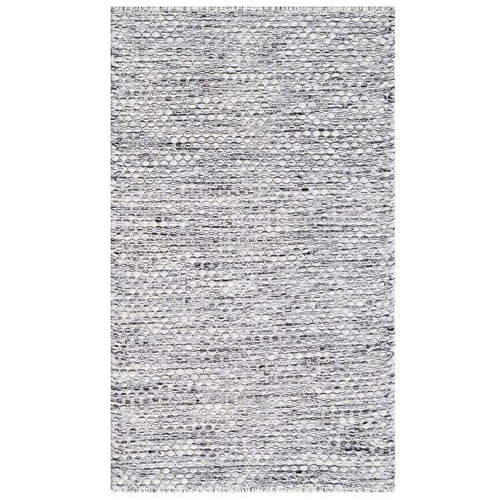 Handwoven Marble Wool Rug-6423-IVORY/CHARCOAL-80x150cm
