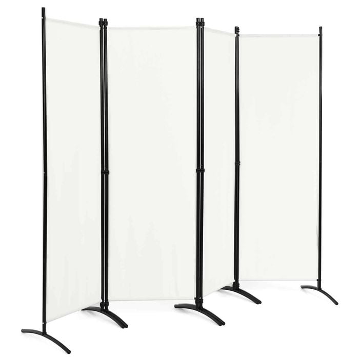 Costway 4-Panel Room Divider Privacy Screen 1.73x2.2m White