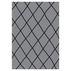 Urban Style Geometric Printed Microfibre Rug – Grey/black | 160 X 240cm