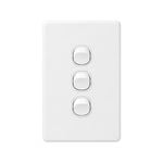 DETA X6 White 3 Gang Triple Vertical Switch