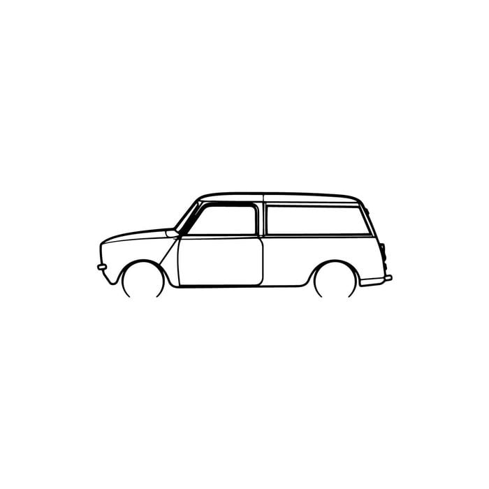 Ignite Laser Mini 1977 Clubman Silhouette Metal Wall Art Rustic Metal 23.6inch/60cm
