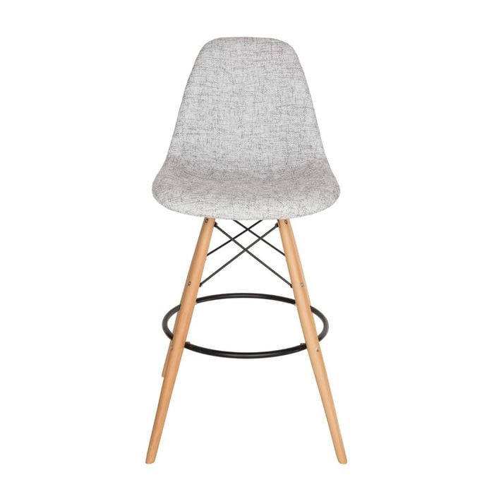 Sk Designer Living | Replica Eames Dsw Stool | Fabric & Natural - Textured Light Grey