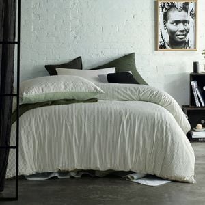 Accessorize Sanford Green Striped Pattern Quilt Cover Set King