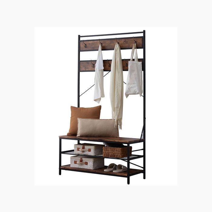 IHOMDEC Tier Entryway Coat Shoe Rack and Storage Shelves Brown