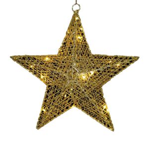 Catzon 30cm LED Lighted Hanging Star for Christmas-Gold
