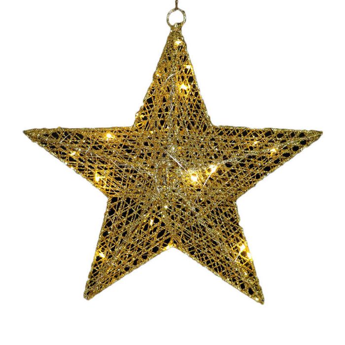Catzon 30cm LED Lighted Hanging Star for Christmas-Gold