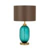 Telbix Manolo Modern Table Desk Lamp Light Metal Lazurite Fabric Brown Antique Gold Teal