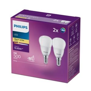 Philips B35 E14 LED 500Lm Warm White 5W Fancy Round - 2 Pack