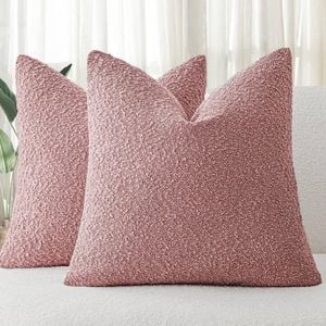 Gioia Casa Twin-pack Bouclé Cushion Covers - Soft Textured Polyester With Hidden Zipper (pink, 45cm X 45cm)