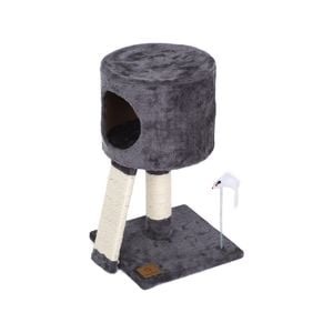 Charlie's Lite Cat Tree Cubby With Scratching Post Charcoal - 30x30x52cm
