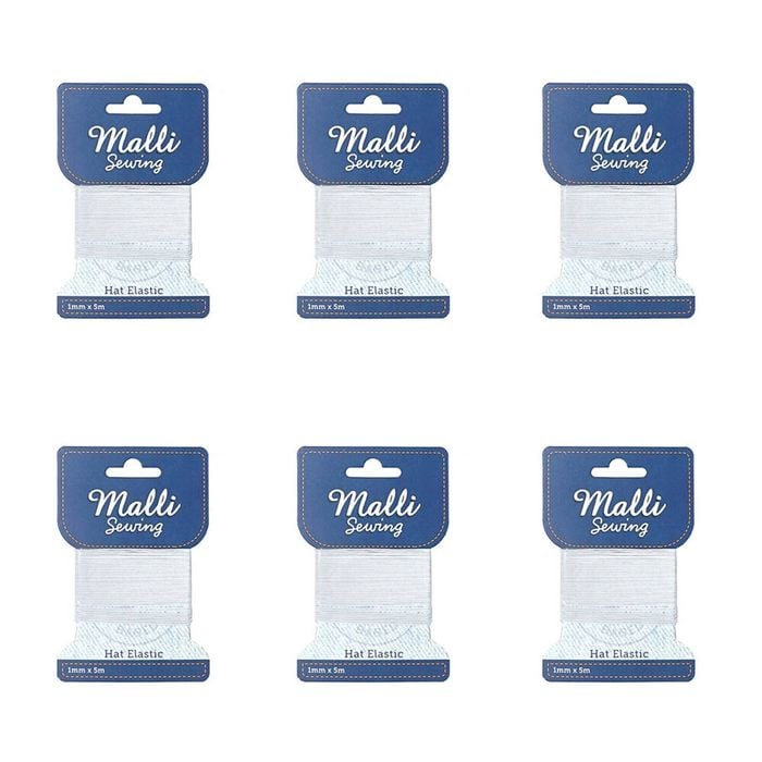 6pk Malli Sewing 1mm X 5m Assorted Round Hat Polyester/latex Elastic Cord/string
