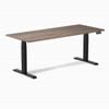 Desky Dual Sit To Stand Natural Walnut Melamine Desk 180x75cm Matte Black Height Adjustable Legs