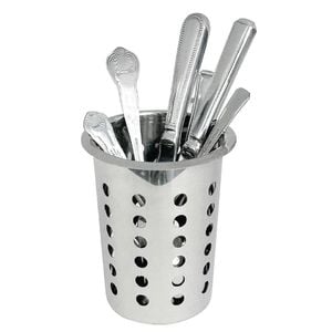 Olympia Round Cutlery Basket Stainless Steel 140h X 113w X 112dmm Dishwasher Safe Commercial Kitchen Storage