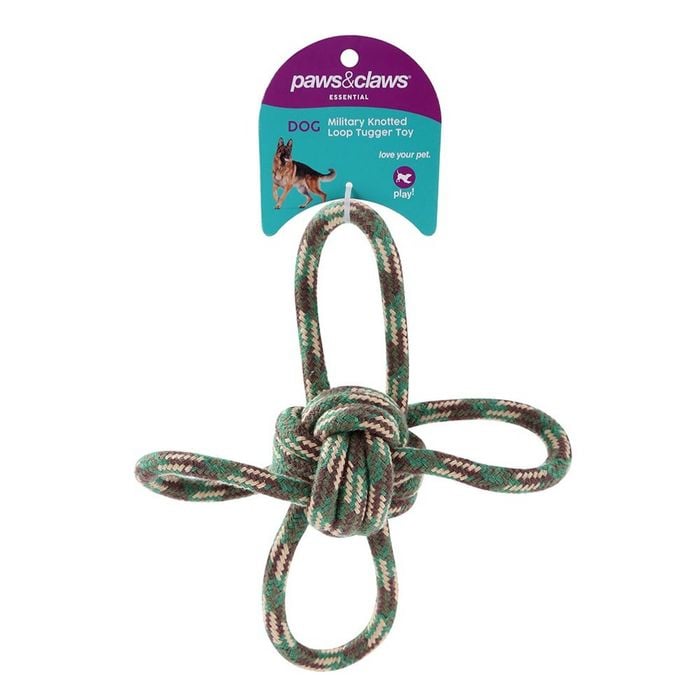 Paws & Claws Military Knotted 4-Way Loop 22cm Tugger Toy Assorted