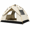 Tasman 4 Person Tent Camping Hiking Festival Sleeping (Two Doors, Two Windows) - Yellow | L | Dome