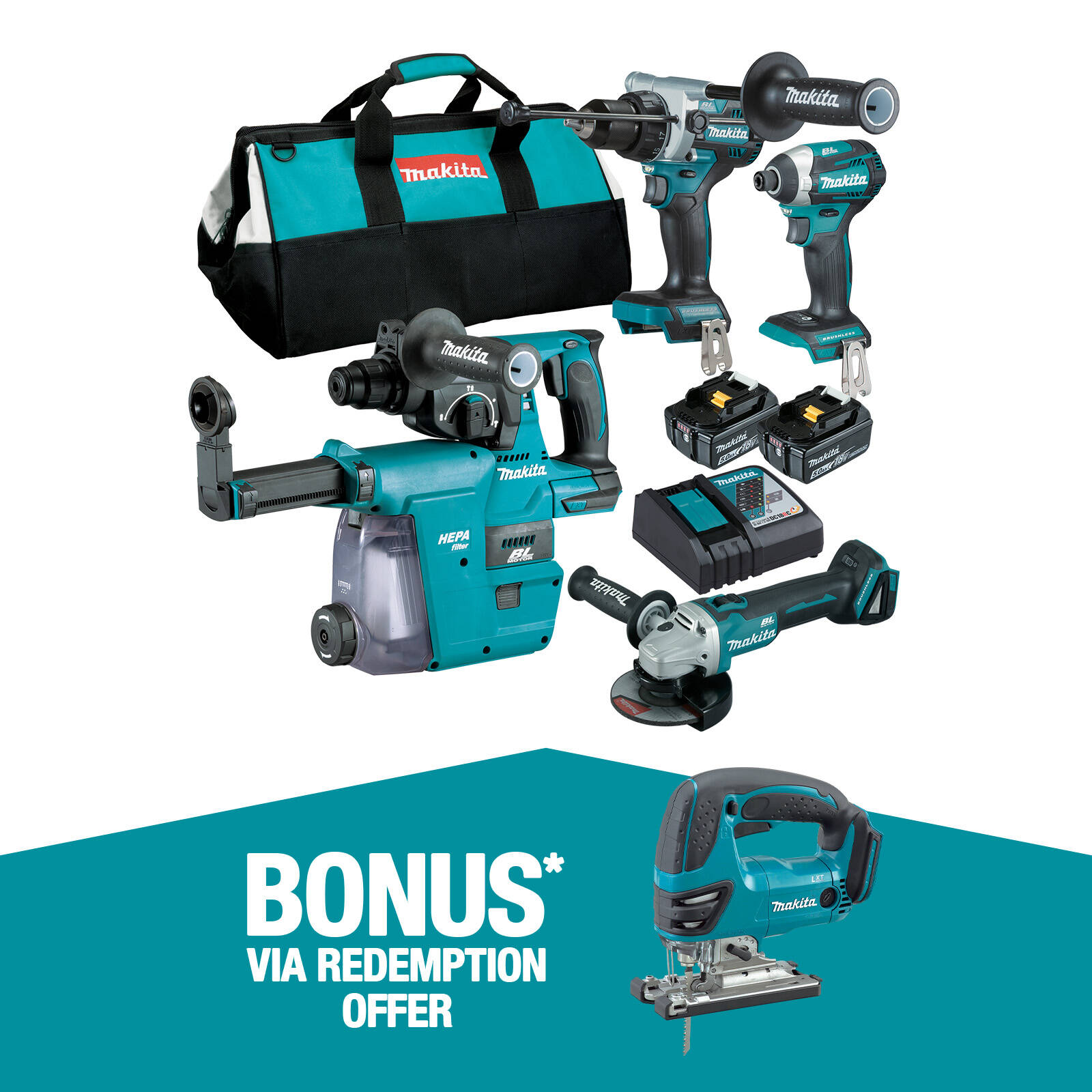 Makita Brushless 4 Piece Combo Kit DLX4148TX1 product image
