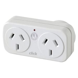Click Left Hand Double Adaptor with Surge Protector