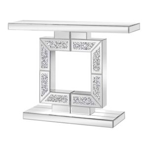 P&P Mirrored Entryway Furniture with Unique Diamond Inlaid Tabletop and Anti Tipping Base
