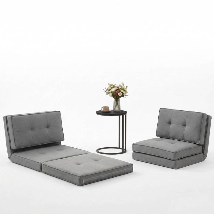 Artiss Single Sofa Bed And Side Table Set, Adjustable Recliner Narrow End Table