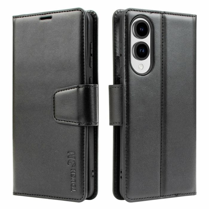 Tough On for Samsung Galaxy S25 Edge Flip Wallet Leather Case Black