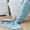 CottonMore Knitted Mermaid Tail Blanket Home Decor Acrylic Throw Rug 195cmx90cm - Blue