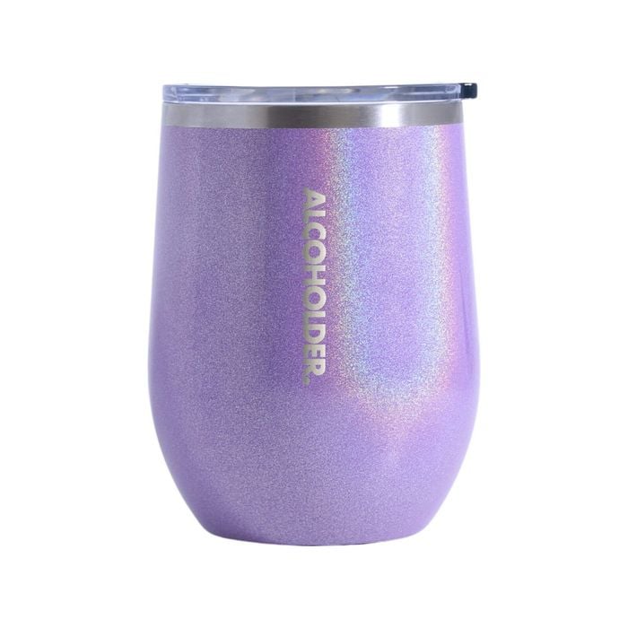 Stemless Vacuum Insulated Wine Tumbler 355ml (12oz) Ultra Violet (Glitter)