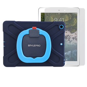 Stylepro Ipad 10 Combo Tough Shockproof Kids Case With Rotating Stand And Screen Protector For Ipad 10th Gen, Blue
