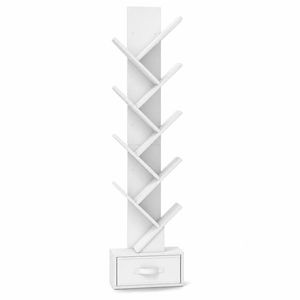 Costway 10-tier Tree Bookcase w/CD Storage Rack, White