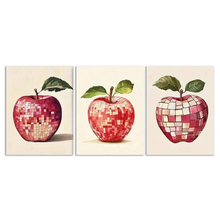 3pcs A Red Apple Nature Pattern Print 100% Australian Made 3 x 40x60cm (Metal Print)