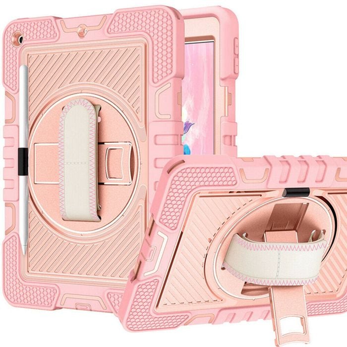 Rugged Stand Shockproof Hybrid Case with Strap For Apple iPad Pro M4 11" (2024) (Peach)