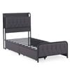 Bellos Living Grey Fabric Bed with Storage Bedhead, Charging Station and 2 Drawers Single