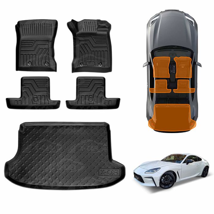 3d Floor Mats Boot Liner Set For Toyota Gr86 2022-onwards All Weather Heavy Duty Cargo Car Trunk Luggage Tray