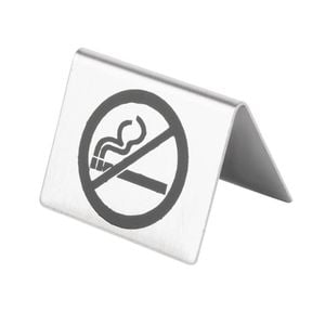 Olympia Table Sign No Smoking Stainless Steel Double Sided 50x50mm Restaurant Cafe Catering Signage