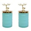 2PK LVD Glass Reindeer Trinket Box Storage Decor 18cm - Sorbet