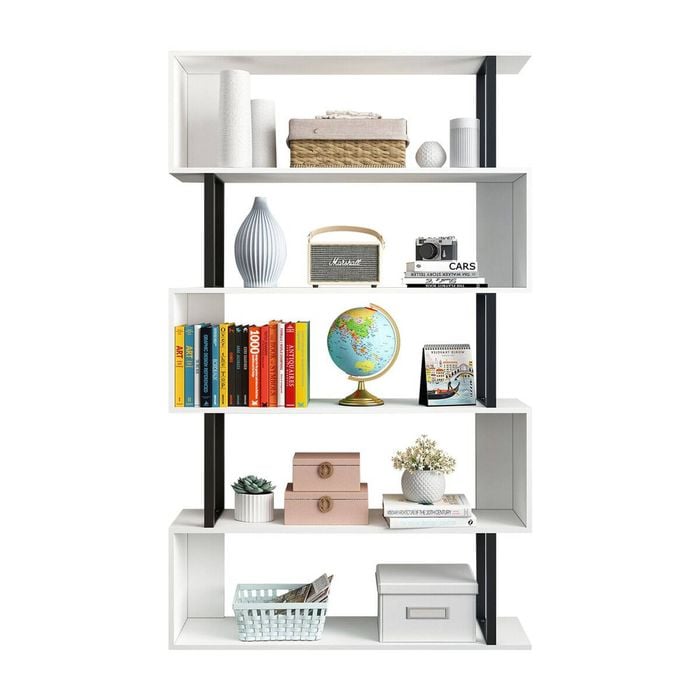 Luxsuite Bookshelf Display 5 Tier Shelf S Shape
