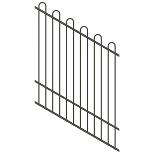 ProtectorAl 0350-1200W x 1500H Woodland Grey Loop Top Pool Fence Panel Raked 16-30º