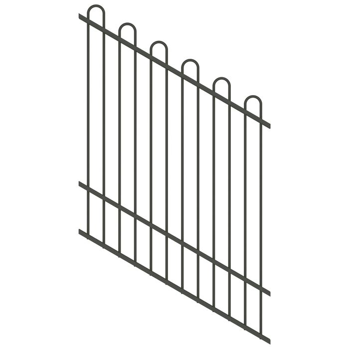 ProtectorAl 0350-1200W x 1500H Woodland Grey Loop Top Pool Fence Panel Raked 16-30º